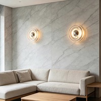 Applique murale décorative de luxe en laiton massif avec verre et LED blanc chaud, économe en énergie, pour chambre, salon, couloir, maison, hôtel