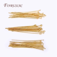 Lot de 50 Épingles à Œillets/Têtes Rondes/Têtes Plates Plaqué Or 18 Carats pour Fabrication de Bijoux DIY, Fournitures et Composants
