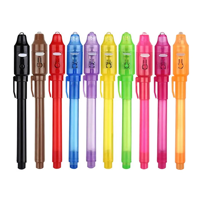 Grappig Speelgoed Beveiliging Uv Licht Combo Pen Creatieve Schattige Magische Multifunctionele Uv Licht Onzichtbare Inkt Pen