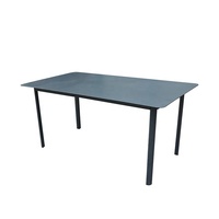Ensemble de 7 pièces, 6 chaises et table de salle à manger d'extérieur modernes noires, meubles de jardin