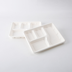 Vente en gros de conteneurs à emporter pour aliments plateau à <span class=keywords><strong>4</strong></span> compartiments pour aliments boîtes à emporter pour restaurants conteneurs alimentaires biodégradables en pulpe de bagasse - Product Image 1