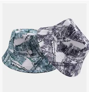 Vente en gros de casquettes de pêcheur réversibles imprimées à séchage rapide unisexes à la mode avec logo personnalisé