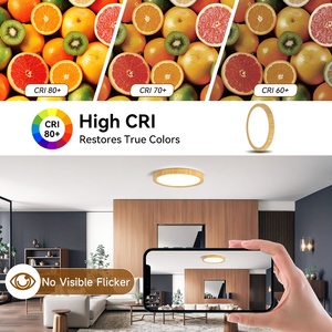 Plafonniers LED ultra-minces ronds à grain de <span class=keywords><strong>bois</strong></span> tricolore <span class=keywords><strong>avec</strong></span> code d'appel pour la maison - Product Image 6