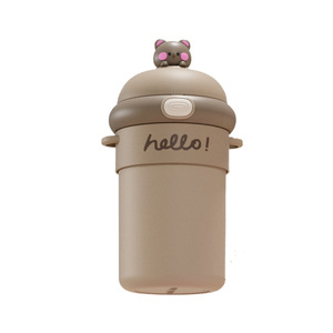 Autocollant <span class=keywords><strong>3D</strong></span> mignon Type de paille <span class=keywords><strong>eau</strong></span> coulant Portable tasse Double bouton en verre rebond isolation thermique Anti-chaud caractéristiques pour les enfants - Product Image 5