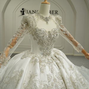 Vestido de Novia de Manga Larga con Lentejuelas y Cuentas Gt26005, Vestido de Novia Personalizado, Vestido de Baile Brillante, Vestido de Novia Jancember - Product Image 3