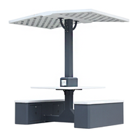 Table de travail intelligente d'extérieur avec panneaux solaires, bancs et port de charge USB Type C pour place publique, jardin, patio