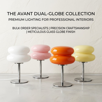 Lampe de table LED moderne en verre en forme de champignon, base chromée, éclairage d'ambiance décoratif pour salon et chambre, style Bauhaus Macaron, vente en gros