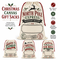Sac cadeau de Noël personnalisé en toile 50x70cm, sac de Père Noël réutilisable de 10oz avec cordon de serrage et étiquette nominative inscriptible pour cadeaux de fêtes