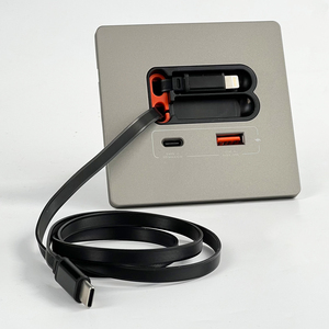 Prise murale universelle USB double télescopique avec câble de charge pour station de recharge industrielle, domestique, de bureau, d'hôtel et d'aéroport - Product Image 1