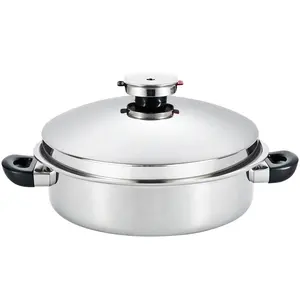 5 Ply 304 Stainless Steels Casserole Low Pot Jumbo Skillet For Kitchen Cooking Safety Microwave Dishwasher