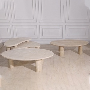 Bàn Trà Đá Cẩm Thạch Tự Nhiên Ngoài Trời Ý Bàn Cà Phê Lớn Hiện Đại Thiết Kế Sang Trọng Trung Tâm Quảng Trường Travertine - Product Image 6