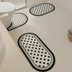 Set di tappetini da bagno 3 pezzi tappetino per il contorno del bagno Set di tappetini per wc tappetino per doccia in microfibra antiscivolo Set combinato di tappeti per wc a forma di U