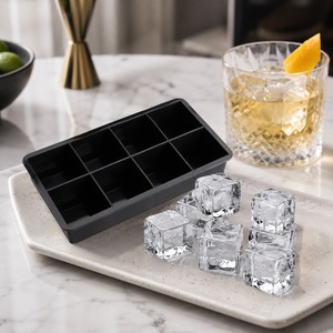 Silicone Ice Cube Tray 8 Cavity Square Mold Easy Demold For Home Bar Cocktails - Product Image 4