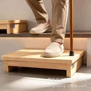 <b>Wooden</b> half-step step <b>stool</b> for home use, footstool for the elderly, with non-slip mat, footrest, height-increasing foot pedal, - Product Image 1