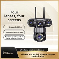 Caméra de sécurité WiFi extérieure PTZ 8MP à quatre objectifs avec alertes de mouvement et vision nocturne