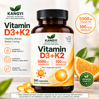 Complément de Vitamine D3 K2 5000 UI 100 µg MK7 240 Gélules Molles Soutien à la Santé Osseuse Cholecalciférol Naturel Menaquinone