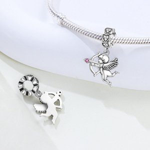 New style Cupid pendant in white <b>copper</b>, original, niche, high-end DIY <b>bracelet</b>, jewelry, and accessories wholesale - Product Image 5
