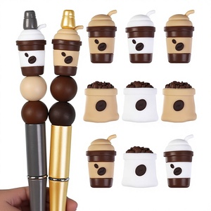 Al por mayor, abalorios sueltos de PVC y silicona con diseño de taza de café caliente de dibujos animados en 3D para la fabricación de joyas y accesorios de pulseras DIY - Product Image 1