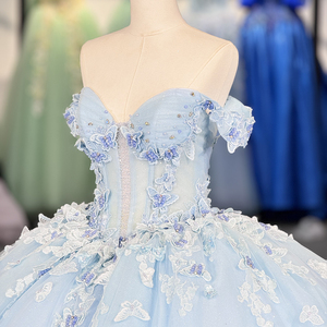 Jancember 6771 Modern Off Shoulder Pearls <b>Butterfly</b> Quinceanera Dresses for Girls - Product Image 2