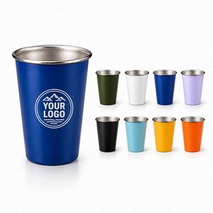 Taza Apilable de Acero Inoxidable de 350ml/500ml (12oz/17oz) para Promoción, con Logotipo Personalizado, de Pared Simple, para Camping, Venta al Por Mayor - Product Image 1