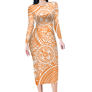 Vêtements de <span class=keywords><strong>grande</strong></span> <span class=keywords><strong>taille</strong></span> pour femmes Robes de style hawaïen rose élégant pour dame Vêtements de Saint-Valentin Robes de bureau à manches longues pour femmes Robes Maxi - Product Image 2