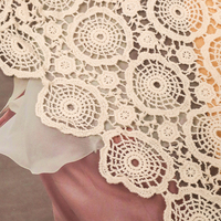 Kain Voile Lace Katun Afrika Berkualitas Tinggi, Bordir Guipure Larut Air, untuk Gaun Pengantin Wanita