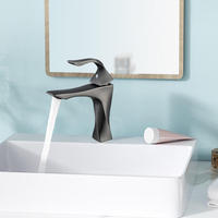 Robinet de lavabo en alliage de zinc en forme de torsion noyau de valve en céramique mélangeur d'eau chaude et froide robinet de lavabo de salle de bain montage à trou unique