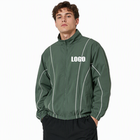 Veste de survêtement personnalisée avec logo, col montant, coupe-vent zippé, streetwear, uniforme d'équipe, broderie marque privée, vente en gros