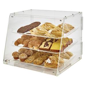 Vitrina de panadería de encimera comercial con puertas traseras Vitrina de pastelería de 3 niveles Acrílico Medio Estética minimalista - Product Image 2