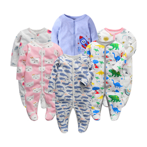 Vêtements pour bébés nouveau-nés en gros, 42 couleurs, combinaison en tricot unisexe pour bébé, barboteuse à manches longues imprimée en coton - Product Image 4