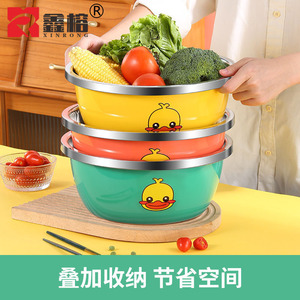 Bol en acier inoxydable Xinrong 304 de qualité alimentaire, design canard de dessin animé, pour la cuisine, la cuisson, le mélange, grande taille - Product Image 4