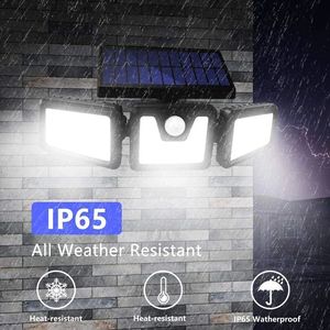 Outdoor Wall <b>Light</b> Three Head <b>LED</b> Solar <b>Sensor</b> Waterproof IP65 All Weather Resistant Street <b>Light</b> for Courtyard Roadside - Product Image 1