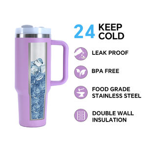 Vasos Térmicos de Viaje de Acero Inoxidable de Doble Pared con Aislamiento al Vacío de 40oz, con LOGO Personalizado, Asa y Tapa, Portátiles, Venta al por Mayor - Product Image 4