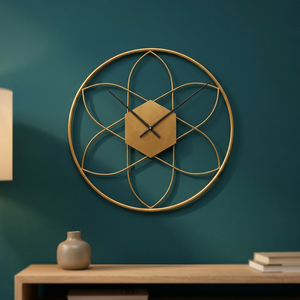 Reloj de Pared Redondo Moderno Chapado en Oro, Diseño Geométrico Abstracto, Cuarzo Analógico Silencioso, Decoración para Sala de Estar - Product Image 2