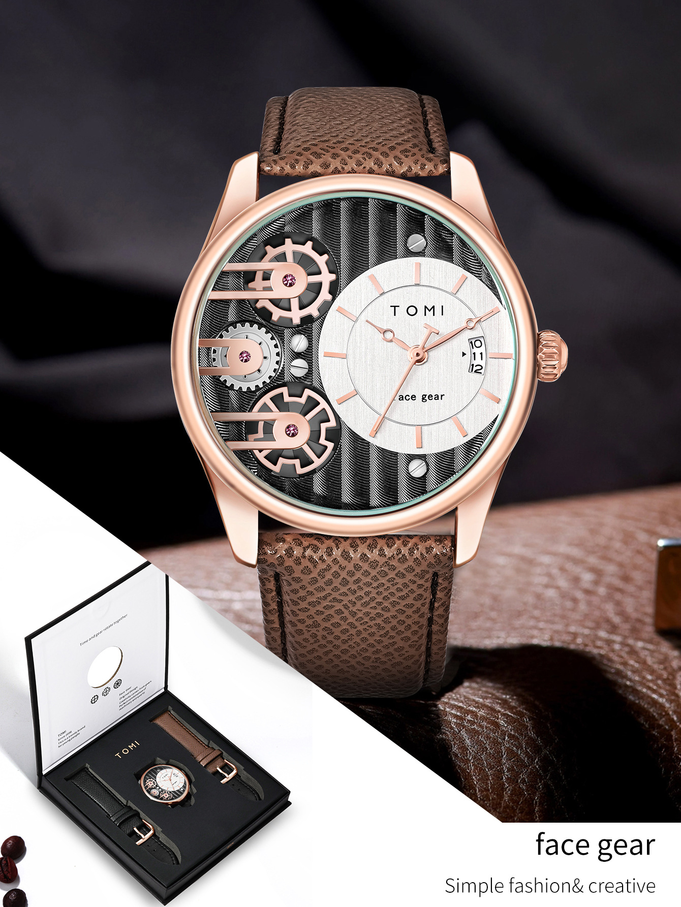 TOMI Men's Quartz Watch - Stylish & Waterproof Business Watch