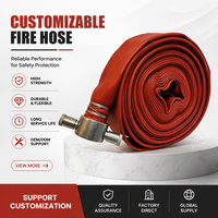 Tuyau d'incendie flexible plat de 2,5 pouces * 30 mètres, tuyau d'incendie en caoutchouc rouge avec raccords standard, dispositif d'extinction d'incendie