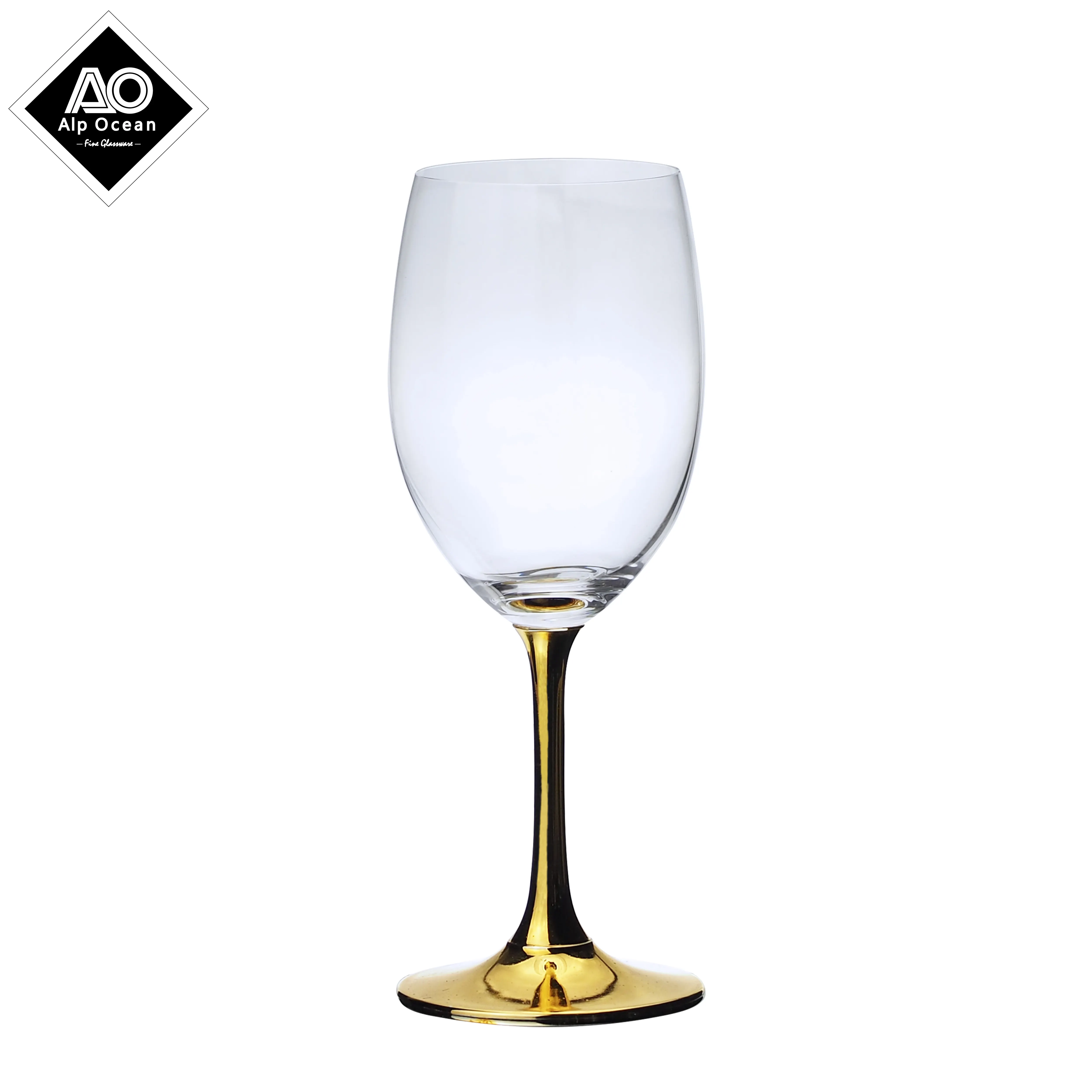 327ml i piedi sono bicchieri alti dorati, che possono essere utilizzati per vino rosso, champagne e adatti per il business della casa e del ristorante