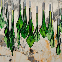 Lustre moderne en verre vert cristal, luminaire suspendu décoratif personnalisé pour la maison, hôtel, bar, design long en métal, éclairage à ampoule