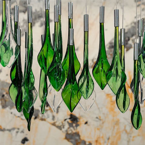 Modern Green Glass Crystal Chandelier Custom <strong>Home</strong> Decorative <strong>Hanging</strong> Light <strong>for</strong> Indoor Hotel <strong>Bar</strong> Long Metal Design Bulb Lighting - Product Image 4