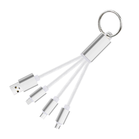 Cable de Carga Portátil 3 en 1 para Llavero, Cable USB Multifunción de Cobre Puro con Trenzado de Nailon