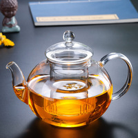 Harmony High Sale Épaissie Haute Borosilicate Fleur Résistant À La Chaleur Filtration Théière En Verre