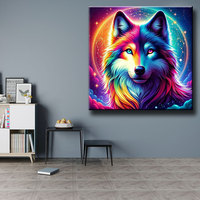 2025 Kerajinan DIY Baru Cat Neon Lukisan Berlian Serigala dengan Manik-Manik Bercahaya Karya Seni Kristal ASF2825