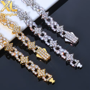 Hip Hop Fine Jewelry Necklace Spring Lock Clasp Iced Out Zircon Four Pointed Star Infinite Symbol Design Brass Link <b>Chain</b> - Product Image 5