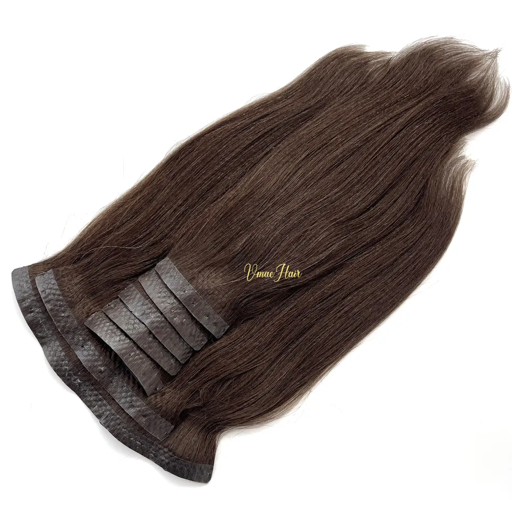 VMAE 100 g Yaki gerades Remy-Haarverlängerung im Großhandel indische rohe Kutikuläre ausgerichtete nahtlose unsichtbare PU-Clip-Ins afro krause lockige