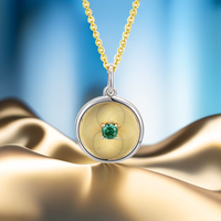 Custom Oem Fine Jewelry Dainty Cnc Collier en argent sterling 925 plaqué or 18 carats avec pierre de naissance ronde pour femmes et hommes