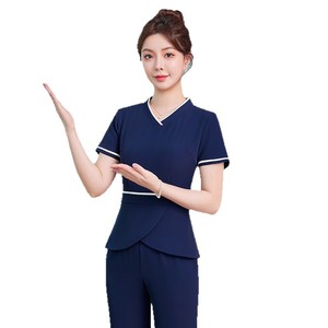 Summer Women's Beauty Salon Uniform Short Sleeve Elegant Polyester Breathable Woven No-Wrinkle Treatment For Spa And Massage - Product Image 5