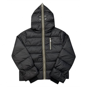 Veste matelassée légère et ample noire à capuche entièrement zippée personnalisée pour hommes – Vente en gros - Product Image 2