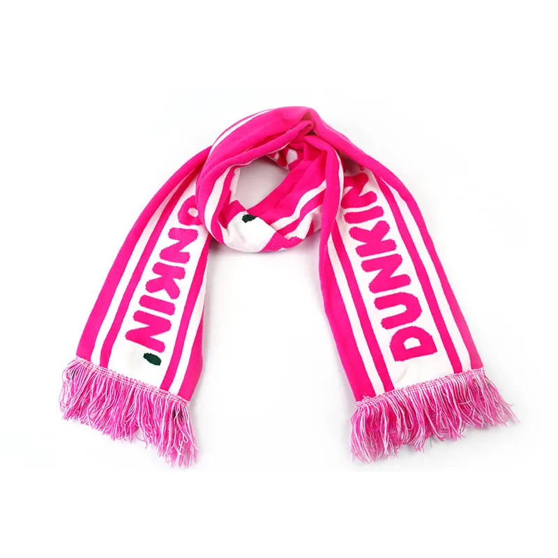 Custom design Unique Design women knitted promotional durable Jacquard soccer football fans scarf with embroidered sublimation