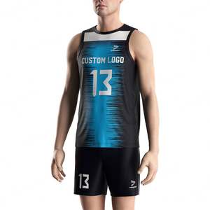 Uniforme de Voleibol de Alta Calidad con Impresión de Secado Rápido, Diseña Tu Propio Logotipo, Uniforme Masculino Negro y Azul - Product Image 5