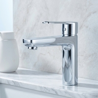 Robinet de lavabo monocommande en laiton chromé au design moderne, mélangeur eau chaude et froide pour salle de bain
